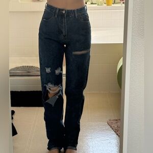 Women's Distressed Black Jeans